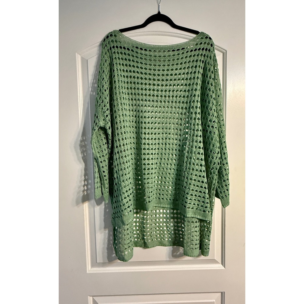 Cupshe Crochet Cover Up Medium Green NWT Boho Open Knit Beach Swim Boho Resort - Picture 4 of 8